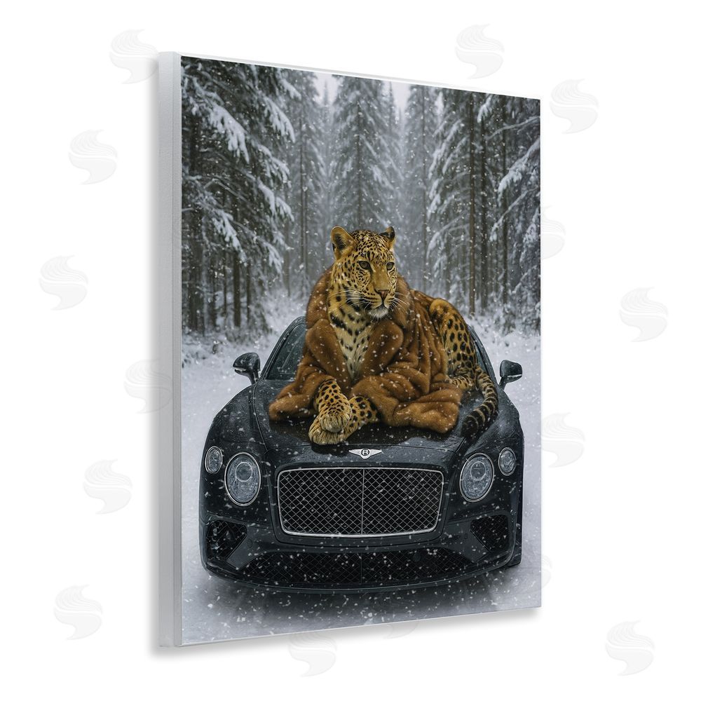 Grotto Studios Luxurious Leopard Winter Woods Wall Plaque Art Print