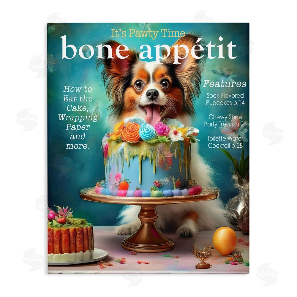 Grotto Studios Bone Appetit Dog Magazine Parody Stretched Canvas Wall Art