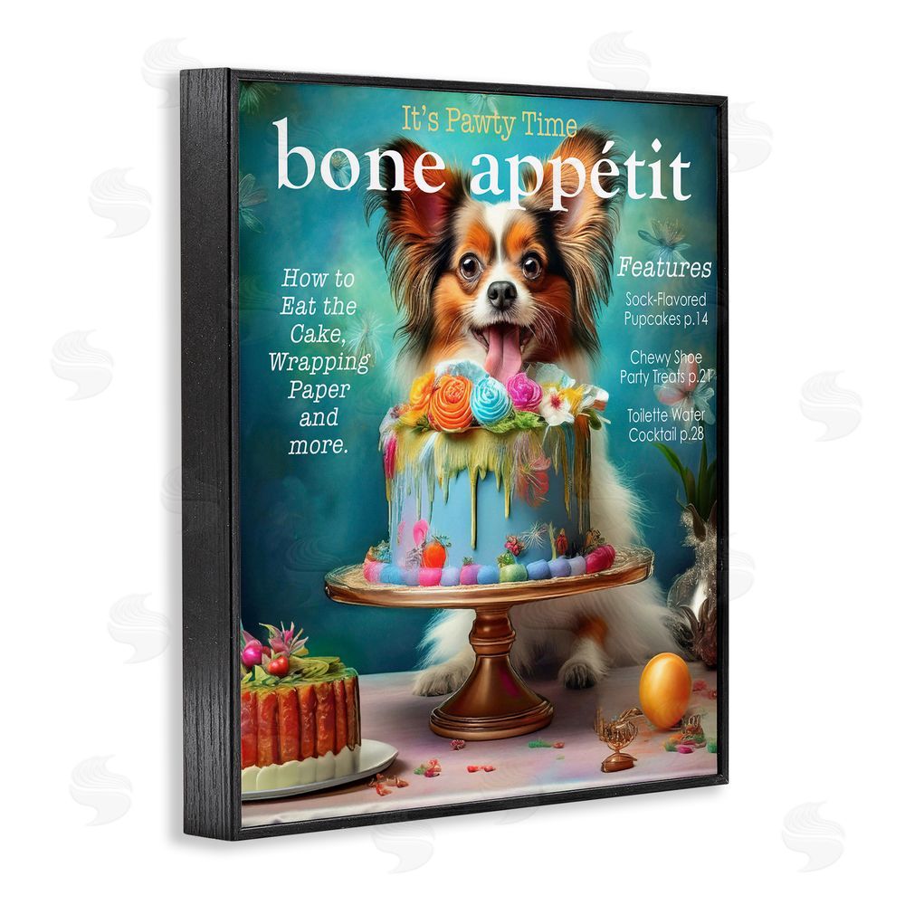 Grotto Studios Bone Appetit Dog Magazine Parody Black Framed Giclee Wall Art Print