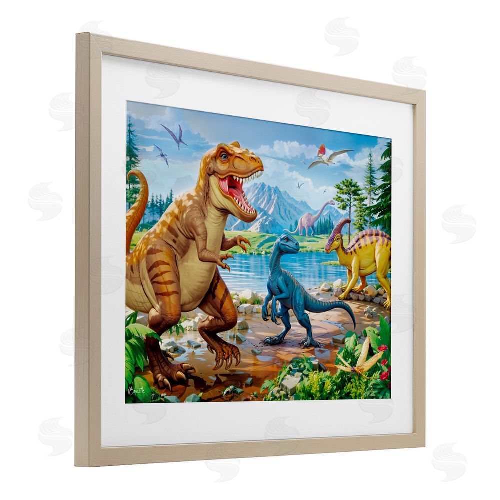 Henriette Chinaglia Lush Jurassic Lakeside Brown Framed Print Under Glass Wall Art