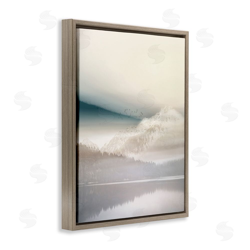Gemma Bardot Mountainous Vanilla Landscape Brown Floating Frame Canvas Wall Art Print