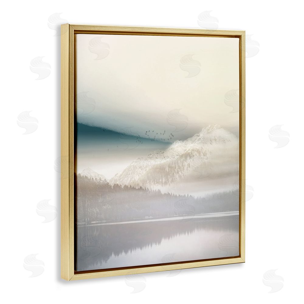 Gemma Bardot Mountainous Vanilla Landscape Gold Floating Frame Canvas Wall Art Print