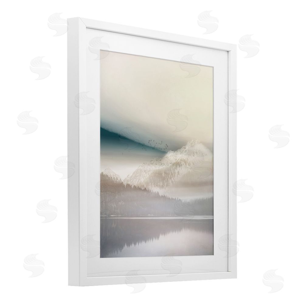 Gemma Bardot Mountainous Vanilla Landscape White Framed Print Under Glass Wall Art