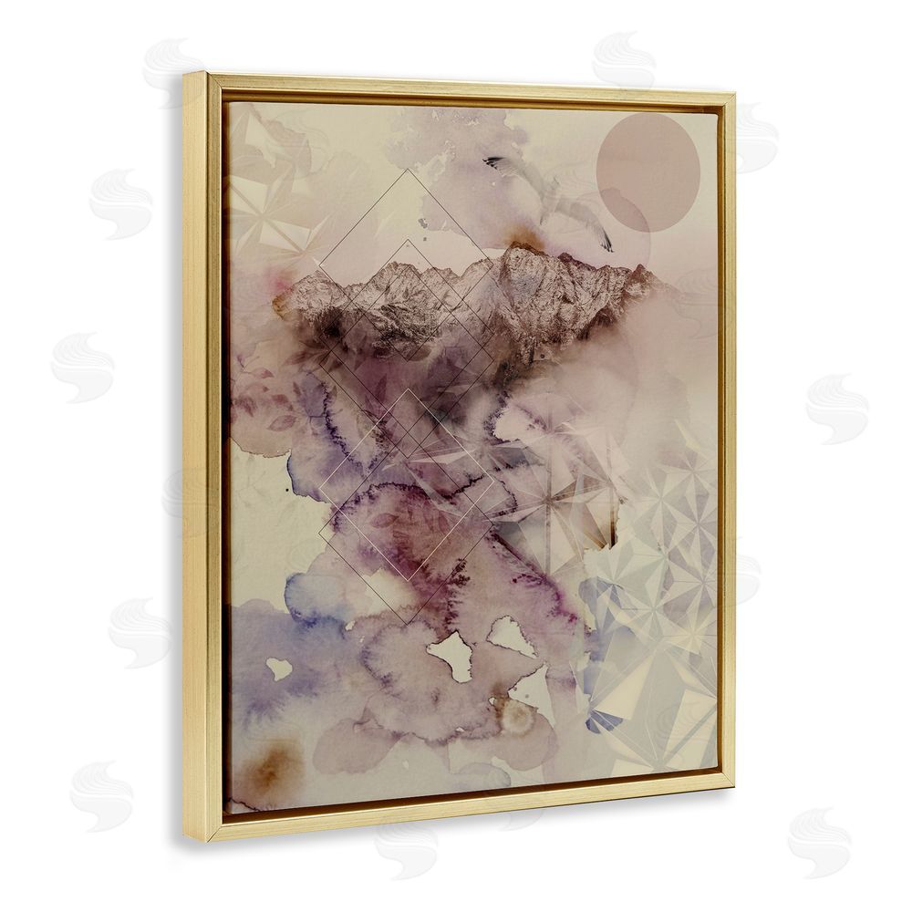 Gemma Bardot Dust Abstract with Geometrics Gold Floating Frame Canvas Wall Art