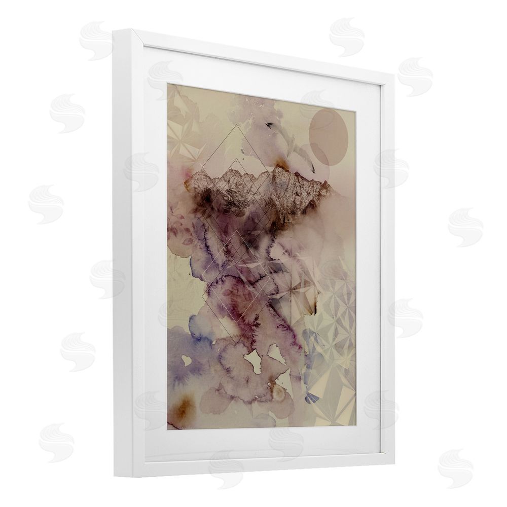 Gemma Bardot Dust Abstract with Geometrics White Framed Print Under Glass with Mat Wall Art