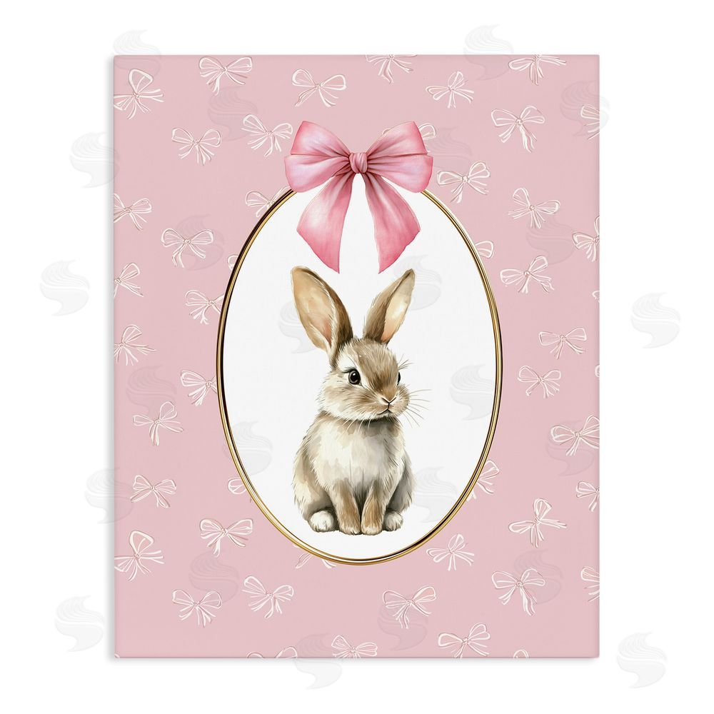 Christine Simpson Art Ribbon Border Bunny Stretched Canvas Wall Art Print