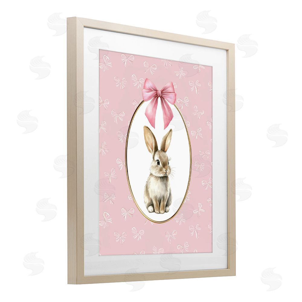 Christine Simpson Art Ribbon Border Bunny Brown Framed Print Under Glass Wall Art
