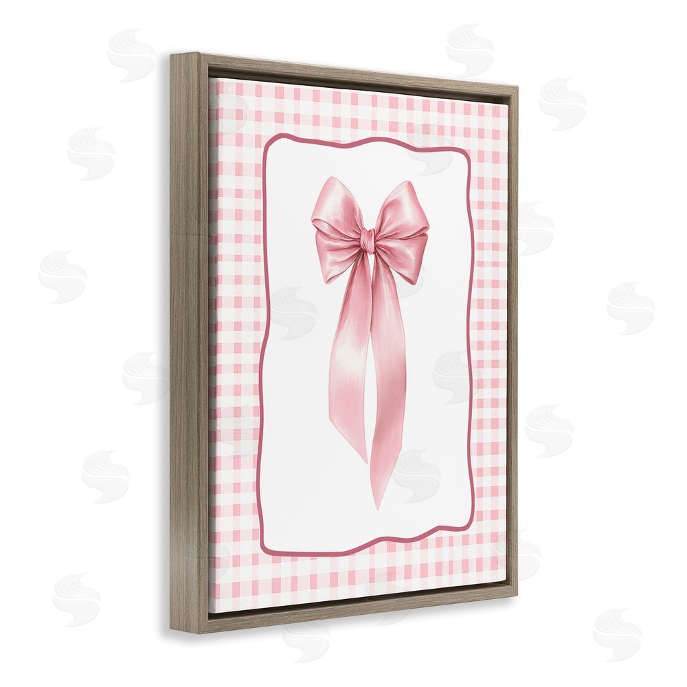 Christine Simpson Art Pink Gingham Ribbon Brown Floating Frame Canvas Wall Art Print