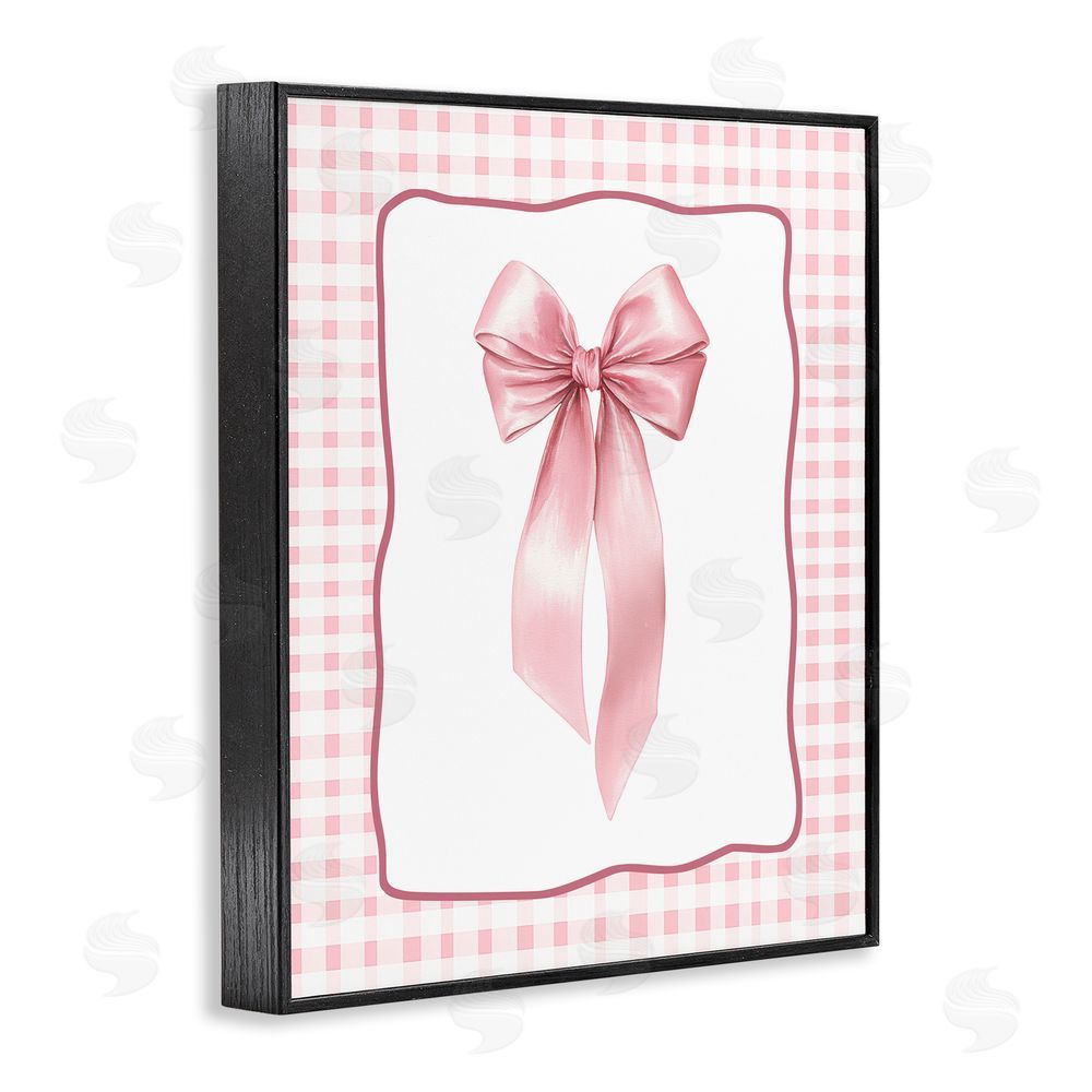 Christine Simpson Art Pink Gingham Ribbon Black Framed Giclee Wall Art Print