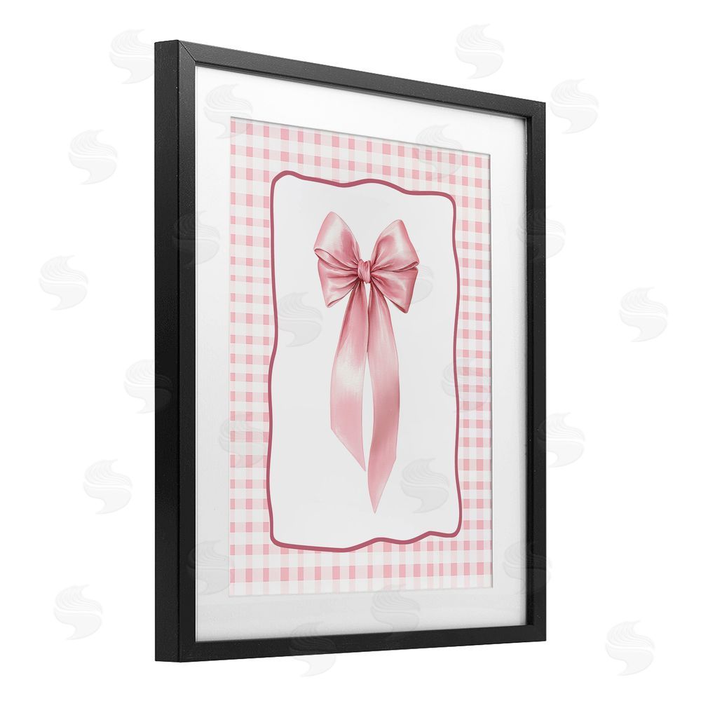 Christine Simpson Art Pink Gingham Ribbon Black Framed Print Under Glass Wall Art