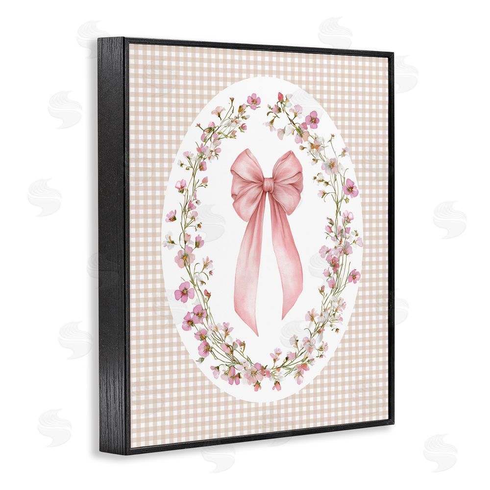 Christine Simpson Art Feminine Gingham Bow Black Framed Giclee Wall Art Print