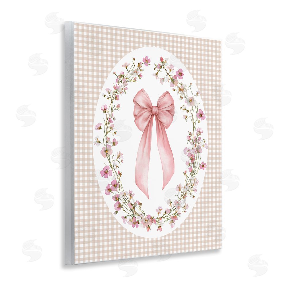 Christine Simpson Art Feminine Gingham Bow Wooden Wall Plaque Art Print