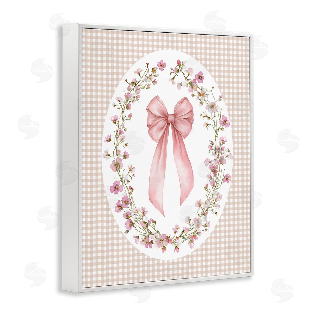 Christine Simpson Art Feminine Gingham Bow White Framed Giclee Wall Art Print
