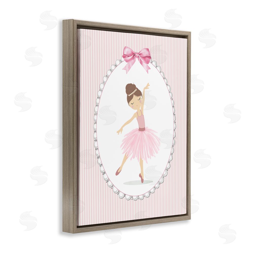 Christine Simpson Art Delicate Dance on Stripes Brown Floating Frame Canvas Wall Art Print