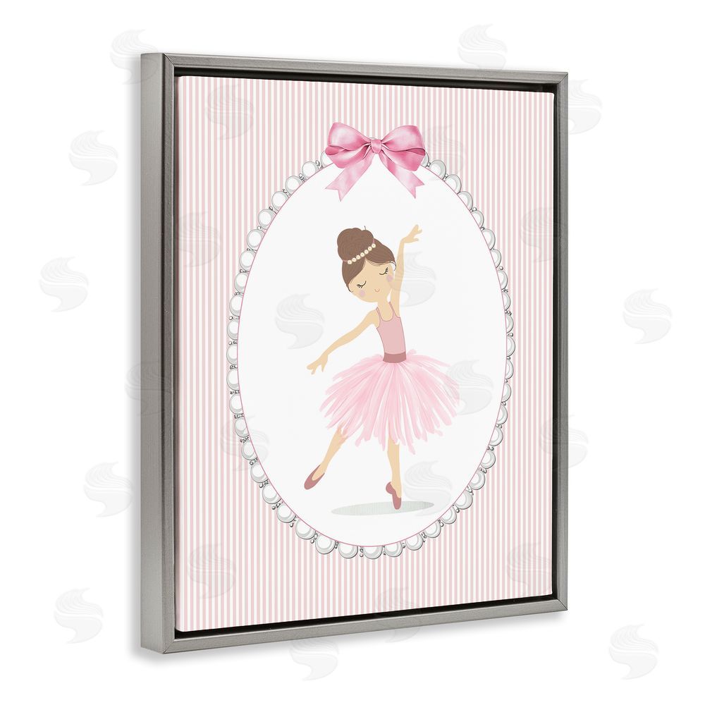 Christine Simpson Art Delicate Dance on Stripes Gray Floating Frame Canvas Wall Art Print