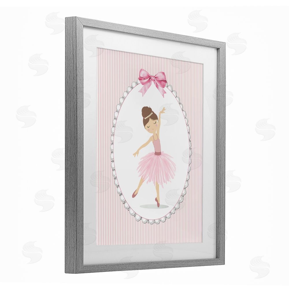 Christine Simpson Art Delicate Dance on Stripes Gray Framed Print Under Glass Wall Art
