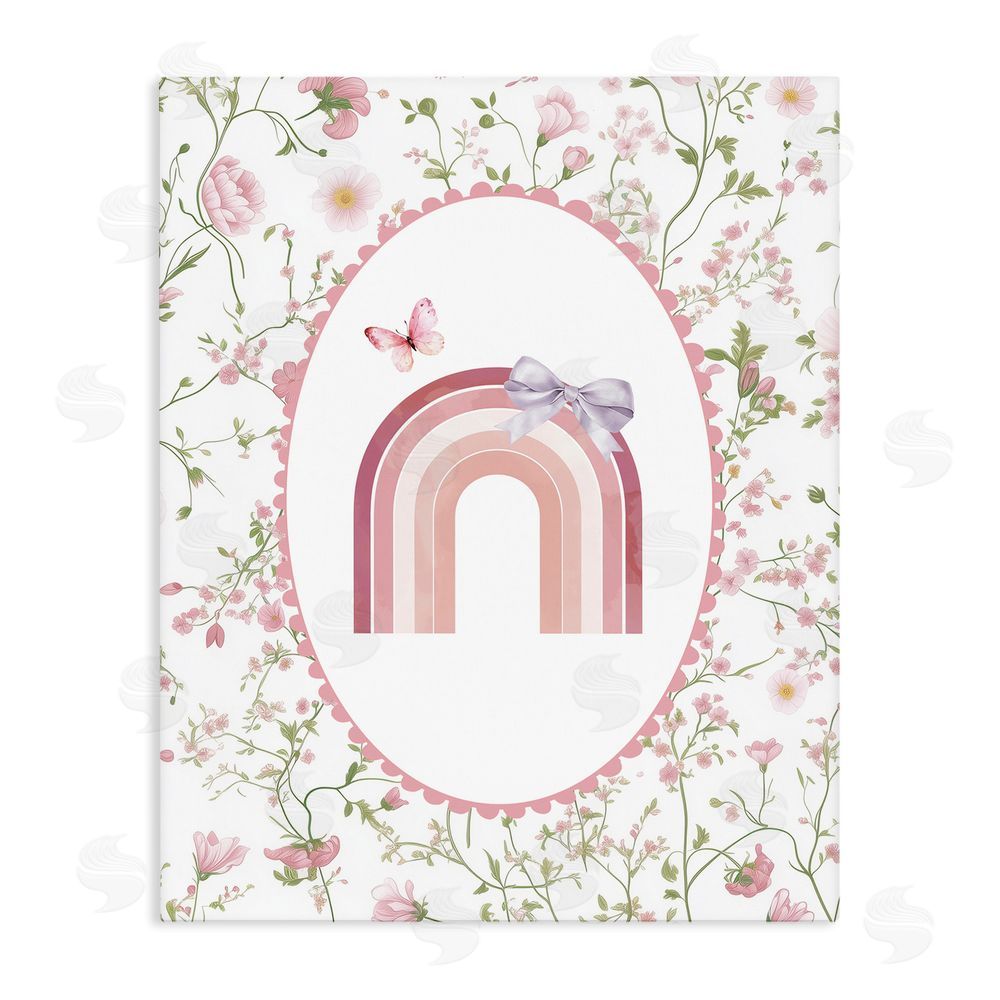 Christine Simpson Art Floral & Ribbon Rainbow Stretched Canvas Wall Art Print