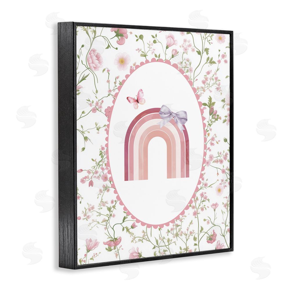 Christine Simpson Art Floral & Ribbon Rainbow Black Framed Giclee Wall Art Print