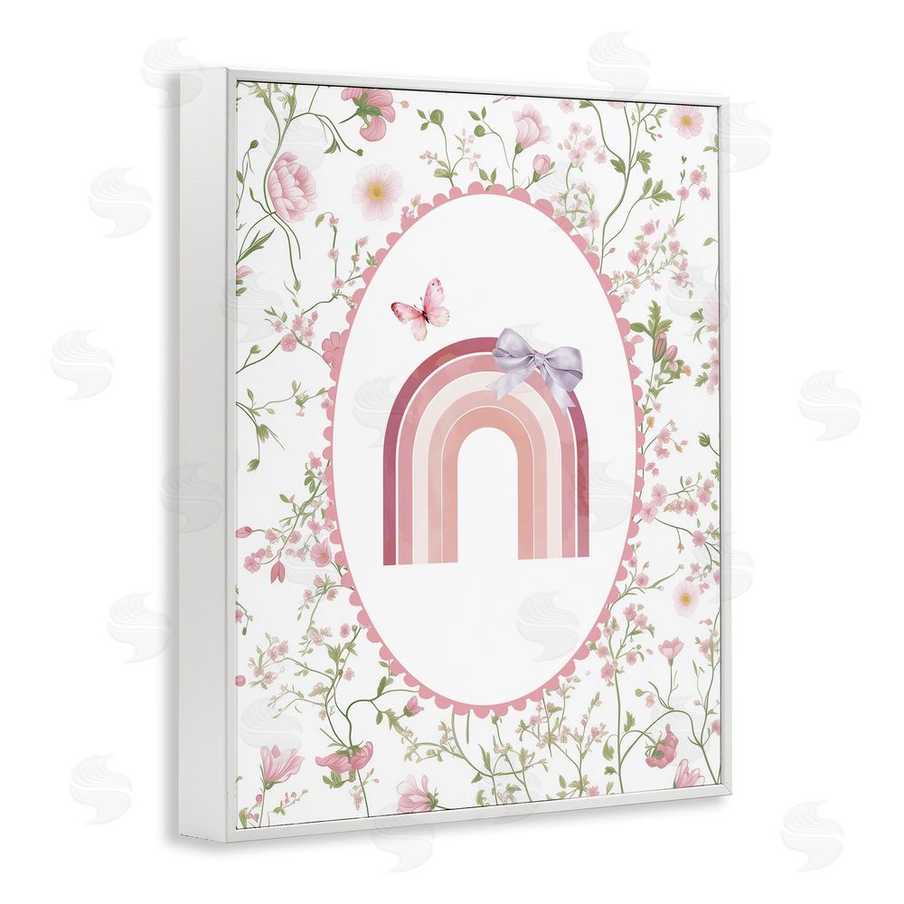 Christine Simpson Art Floral & Ribbon Rainbow White Framed Giclee Wall Art Print