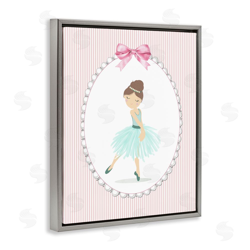 Christine Simpson Art Elegant Dance on Stripes Gray Floating Frame Canvas Wall Art Print