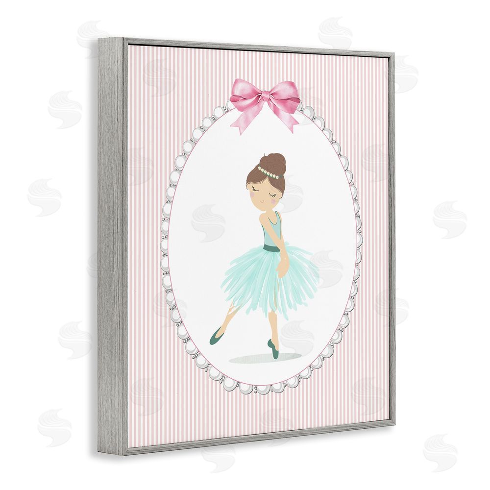 Christine Simpson Art Elegant Dance on Stripes Gray Framed Giclee Wall Art Print