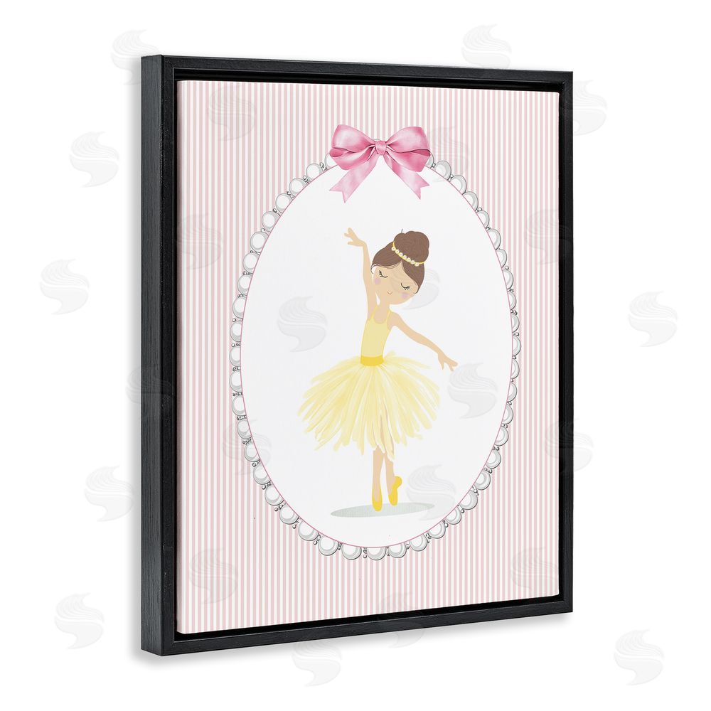 Christine Simpson Art Dainty Dance on Stripes Black Floating Frame Canvas Wall Art Print