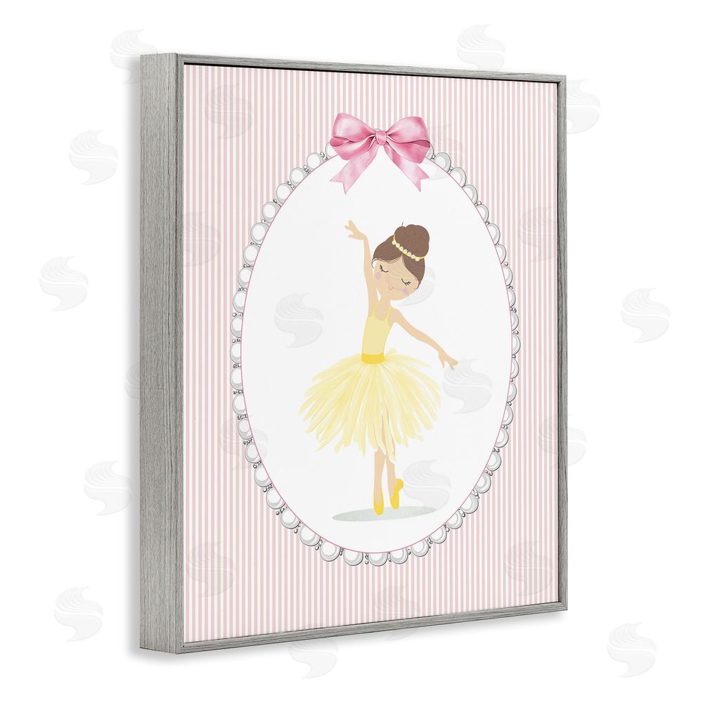 Christine Simpson Art Dainty Dance on Stripes Gray Framed Giclee Wall Art Print