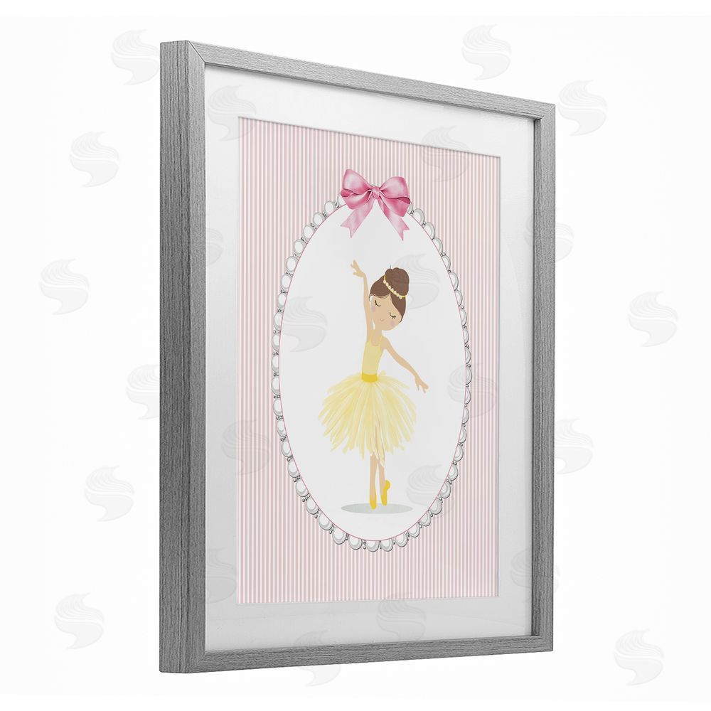 Christine Simpson Art Dainty Dance on Stripes Gray Framed Print Under Glass Wall Art