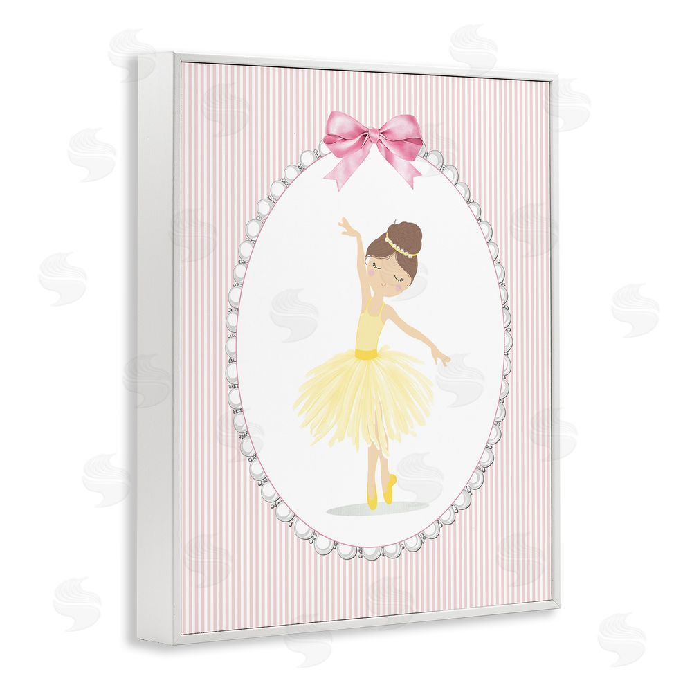 Christine Simpson Art Dainty Dance on Stripes White Framed Giclee Wall Art Print