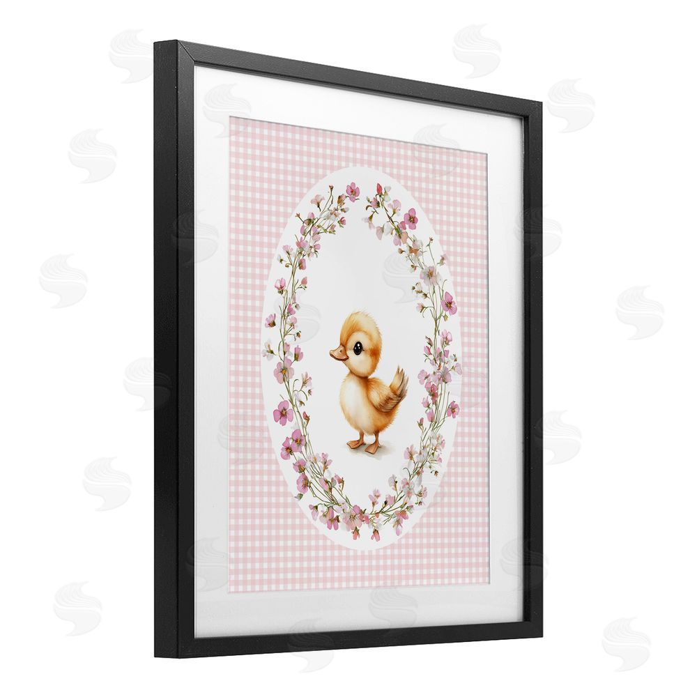 Christine Simpson Art Spring Gingham Duckling Black Framed Print Under Glass Wall Art