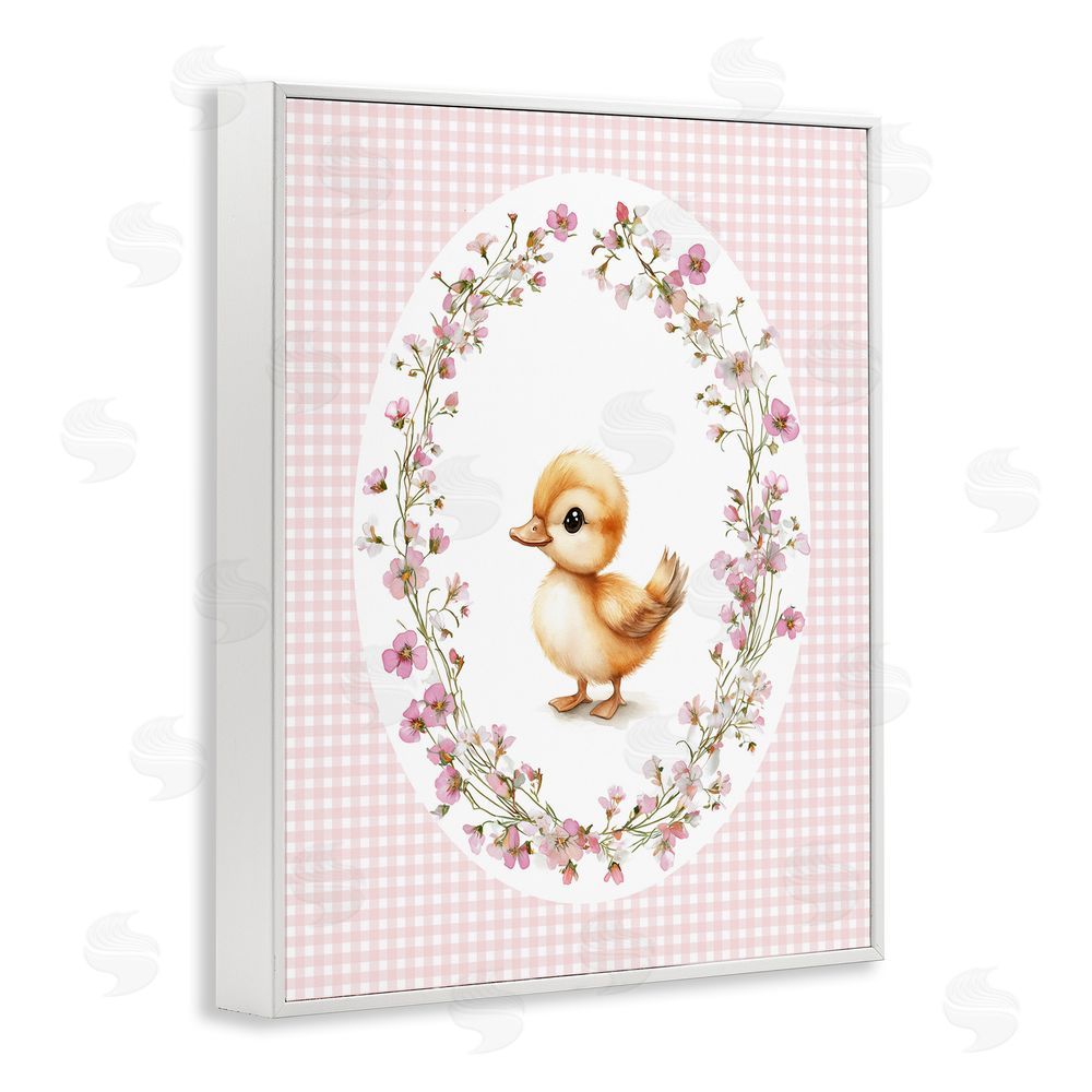 Christine Simpson Art Spring Gingham Duckling White Framed Giclee Wall Art Print
