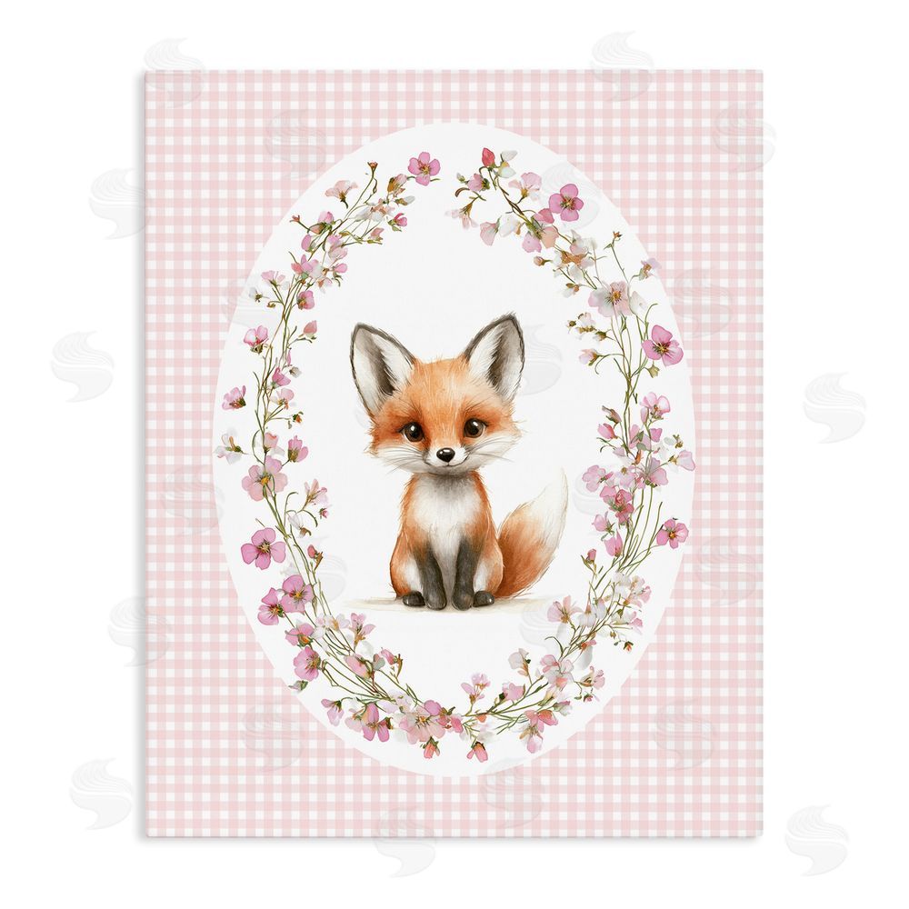 Christine Simpson Art Fox with Cherry Blossoms Stretched Canvas Wall Art Print
