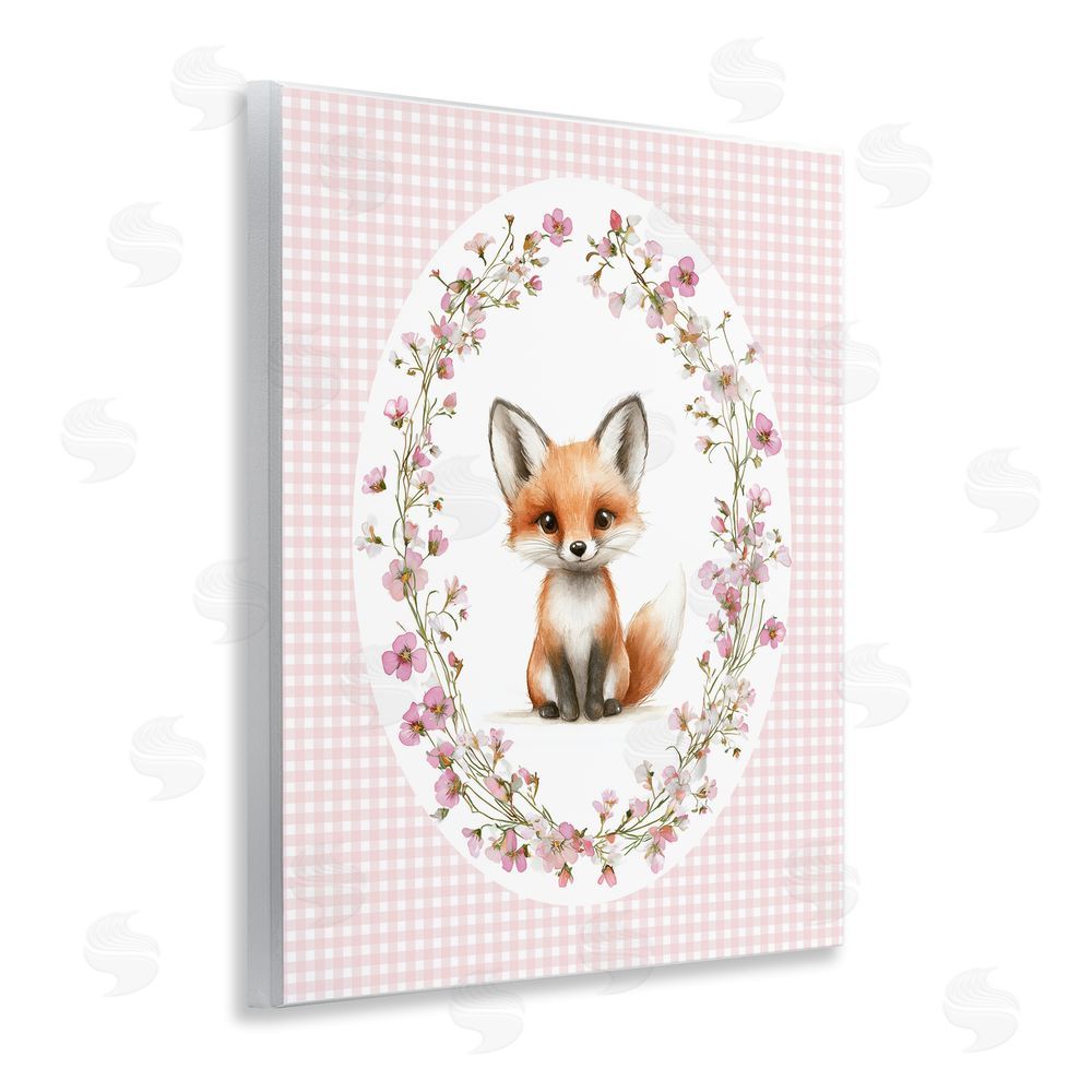 Christine Simpson Art Fox with Cherry Blossoms Wooden Wall Plaque Art Print