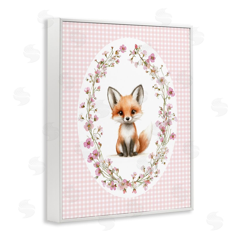 Christine Simpson Art Fox with Cherry Blossoms White Framed Giclee Wall Art Print