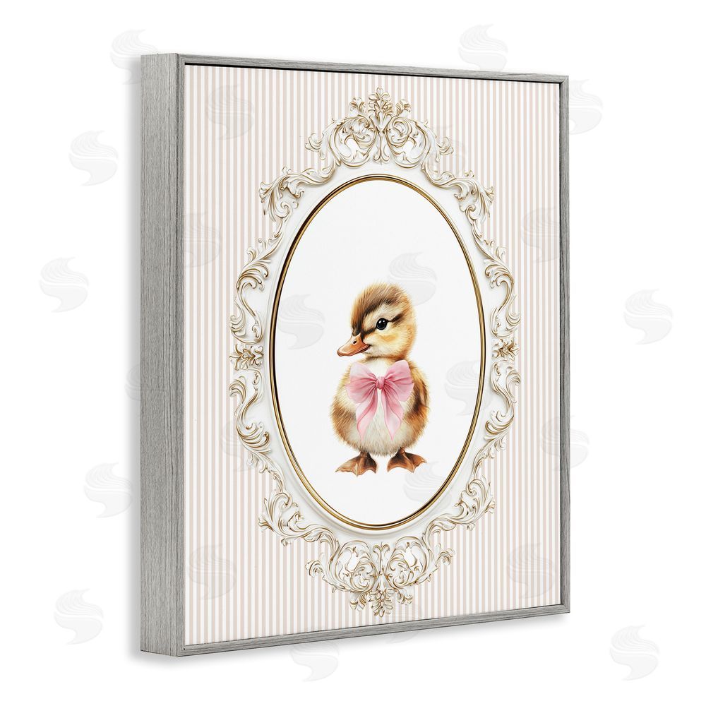 Christine Simpson Art Spring Gingham Baby Duck Gray Framed Giclee Wall Art Print