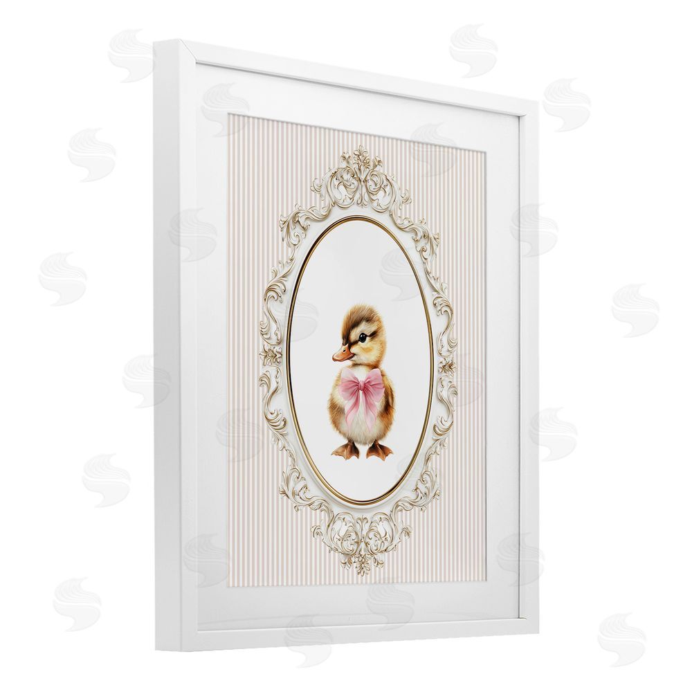 Christine Simpson Art Spring Gingham Baby Duck White Framed Print Under Glass Wall Art