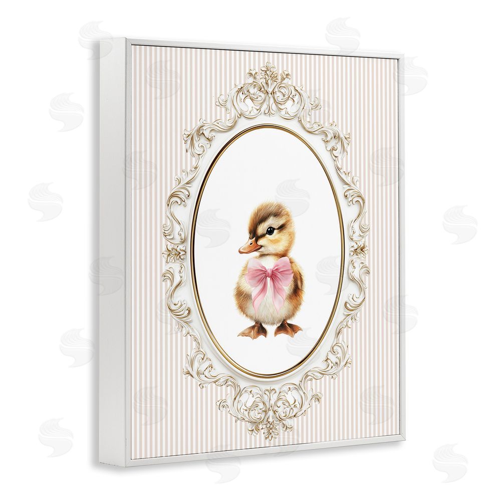 Christine Simpson Art Spring Gingham Baby Duck White Framed Giclee Wall Art Print