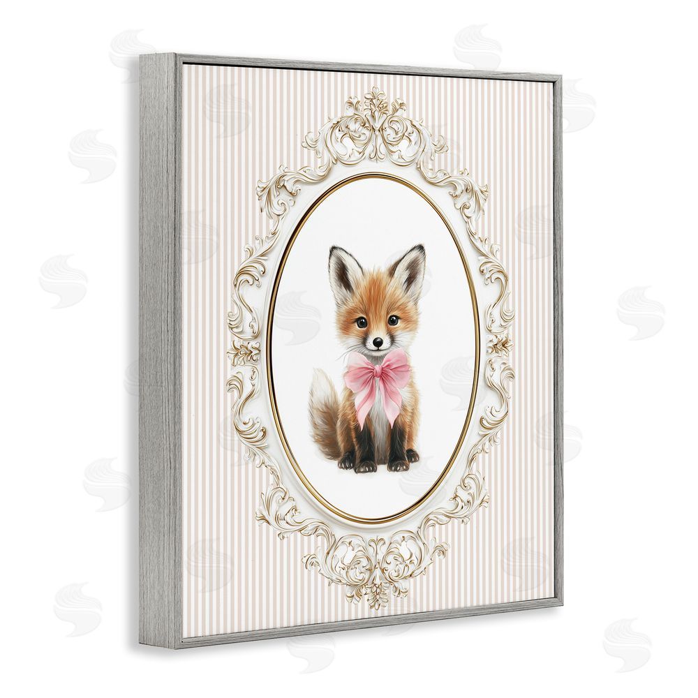 Christine Simpson Art Vintage Baby Fox Gray Framed Giclee Wall Art Print