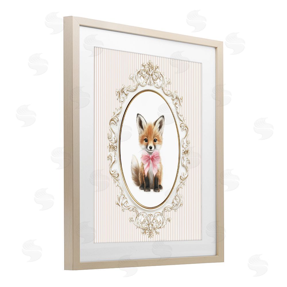 Christine Simpson Art Vintage Baby Fox Brown Framed Print Under Glass Wall Art