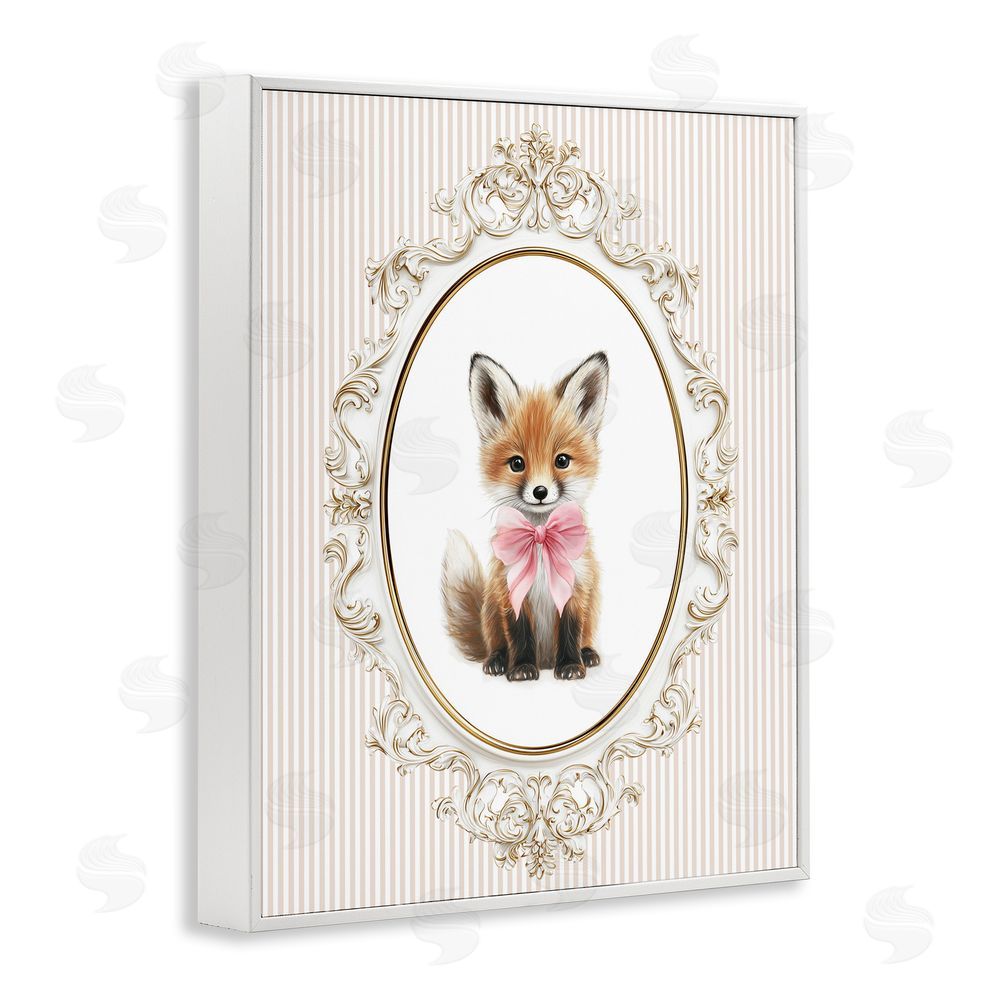 Christine Simpson Art Vintage Baby Fox White Framed Giclee Wall Art Print