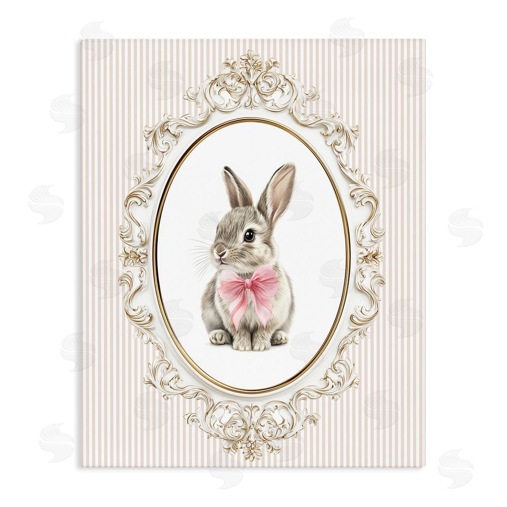 Christine Simpson Art Ornate Border Bunny Stretched Canvas Wall Art Print