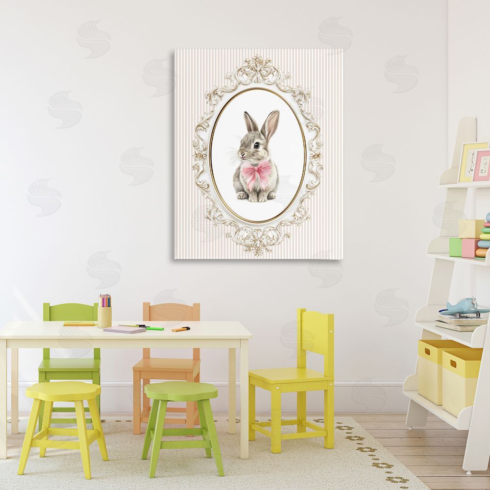 Christine Simpson Art Ornate Border Bunny Stretched Canvas Wall Art Print in Room