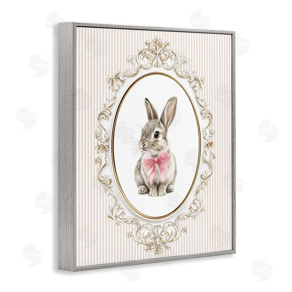 Christine Simpson Art Ornate Border Bunny Gray Framed Giclee Wall Art Print