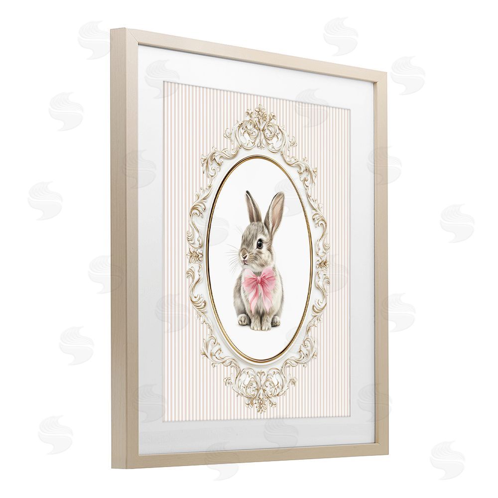 Christine Simpson Art Ornate Border Bunny Brown Framed Print Under Glass Wall Art
