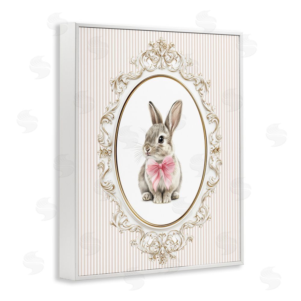 Christine Simpson Art Ornate Border Bunny White Framed Giclee Wall Art Print