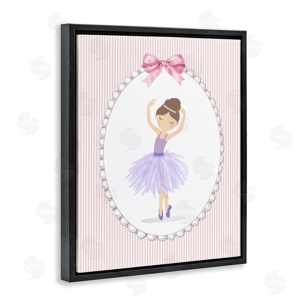 Christine Simpson Art Graceful Dance on Stripes Black Floating Frame Canvas Wall Art Print