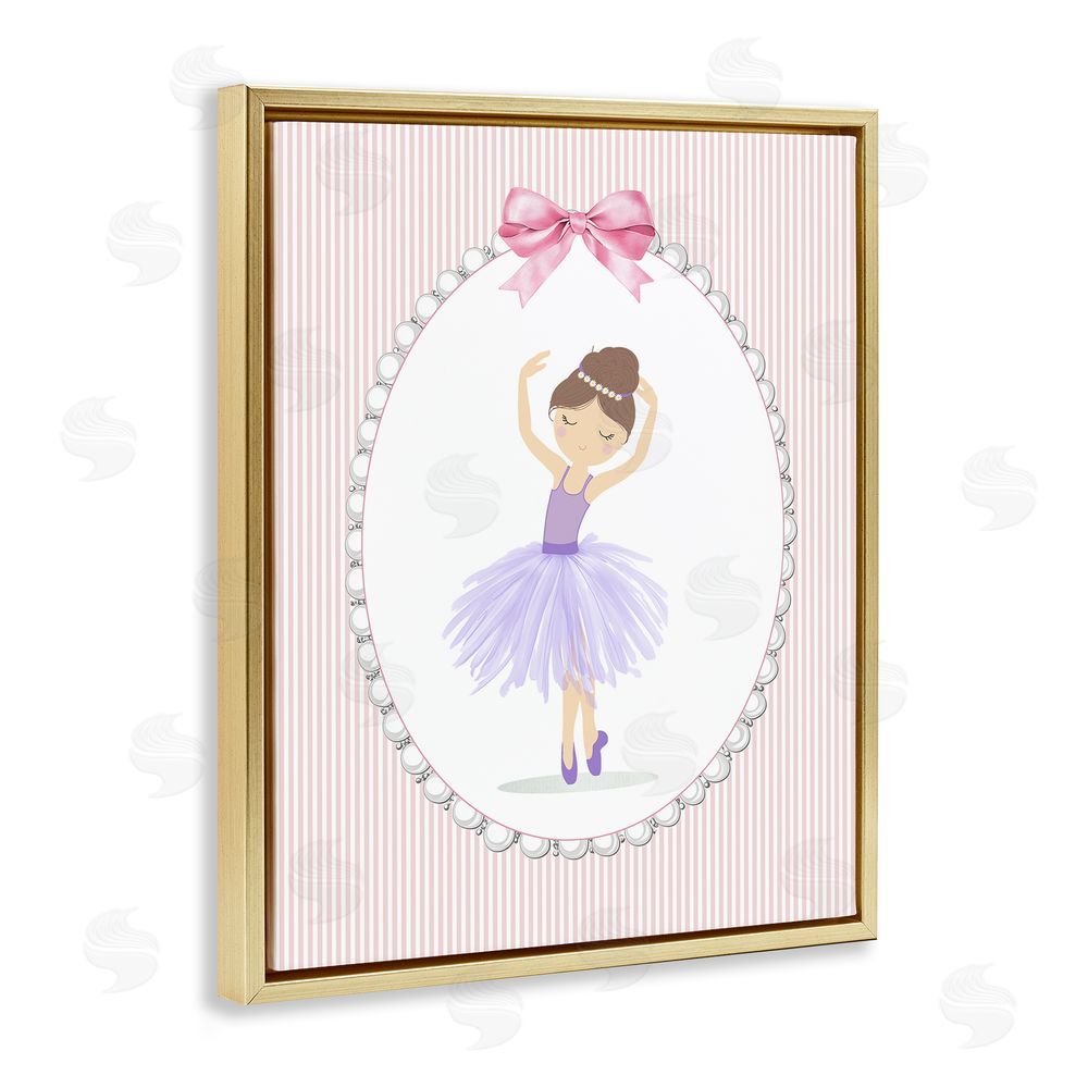 Christine Simpson Art Graceful Dance on Stripes Gold Floating Frame Canvas Wall Art Print