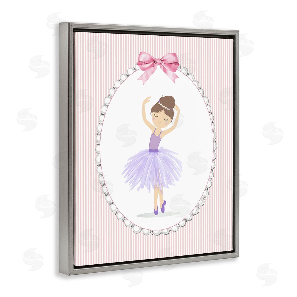 Christine Simpson Art Graceful Dance on Stripes Gray Floating Frame Canvas Wall Art Print