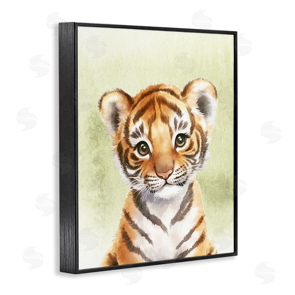 Christine Simpson Art Jungle Friends Baby Tiger Black Framed Giclee Wall Art Print