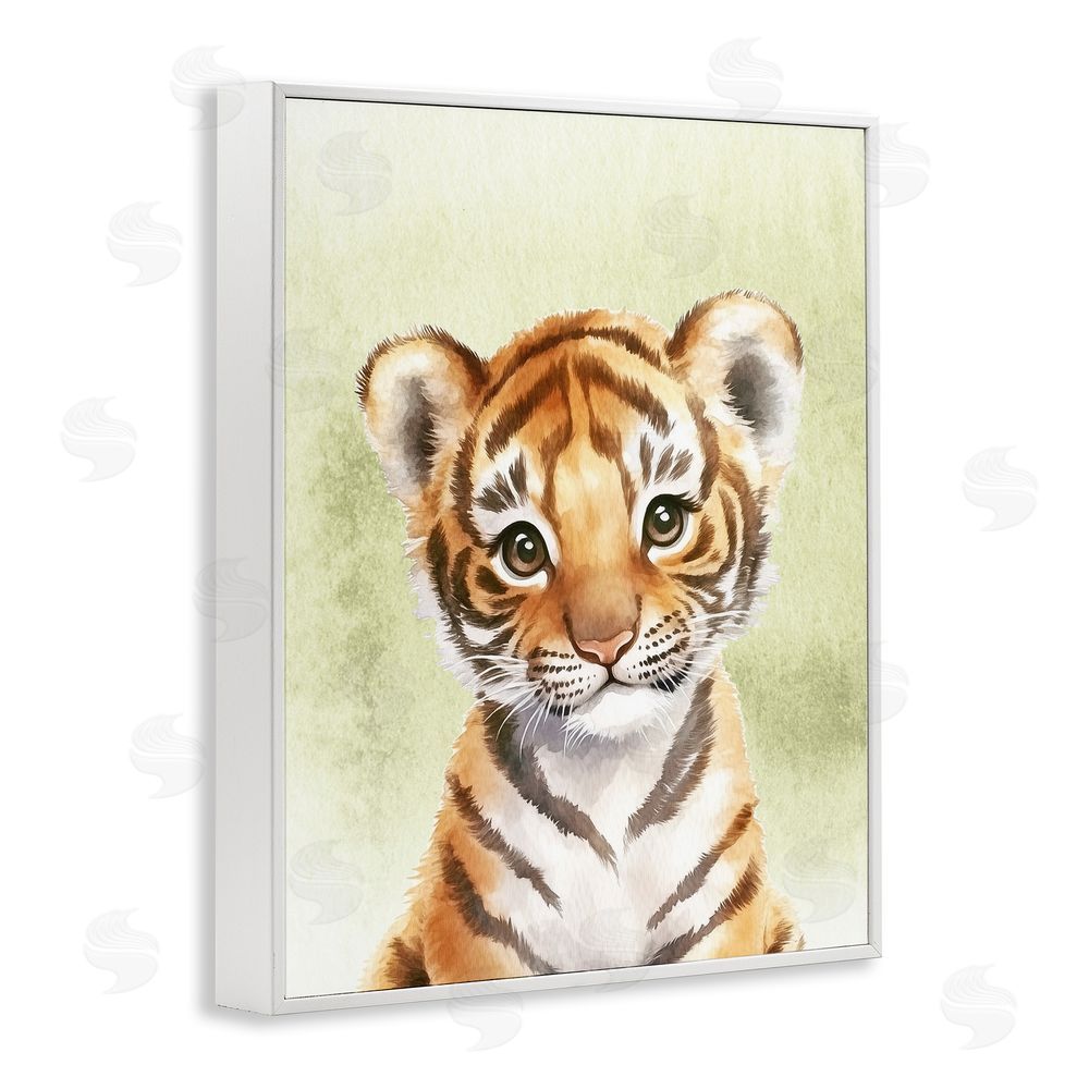 Christine Simpson Art Jungle Friends Baby Tiger White Framed Giclee Wall Art Print